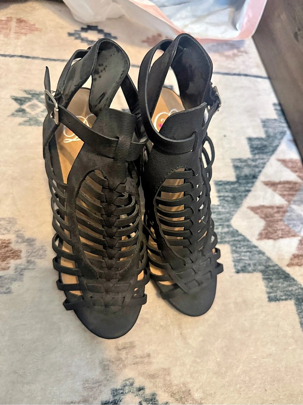 Black Cage “D” Heels US 6.5